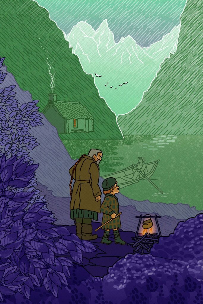 Illustration for Neil Gaiman's 'The Truth is a Cave in the Black Mountains' - design entry to Folio Society